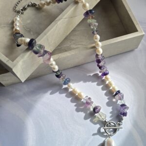 Natural gemstone and pearl necklace