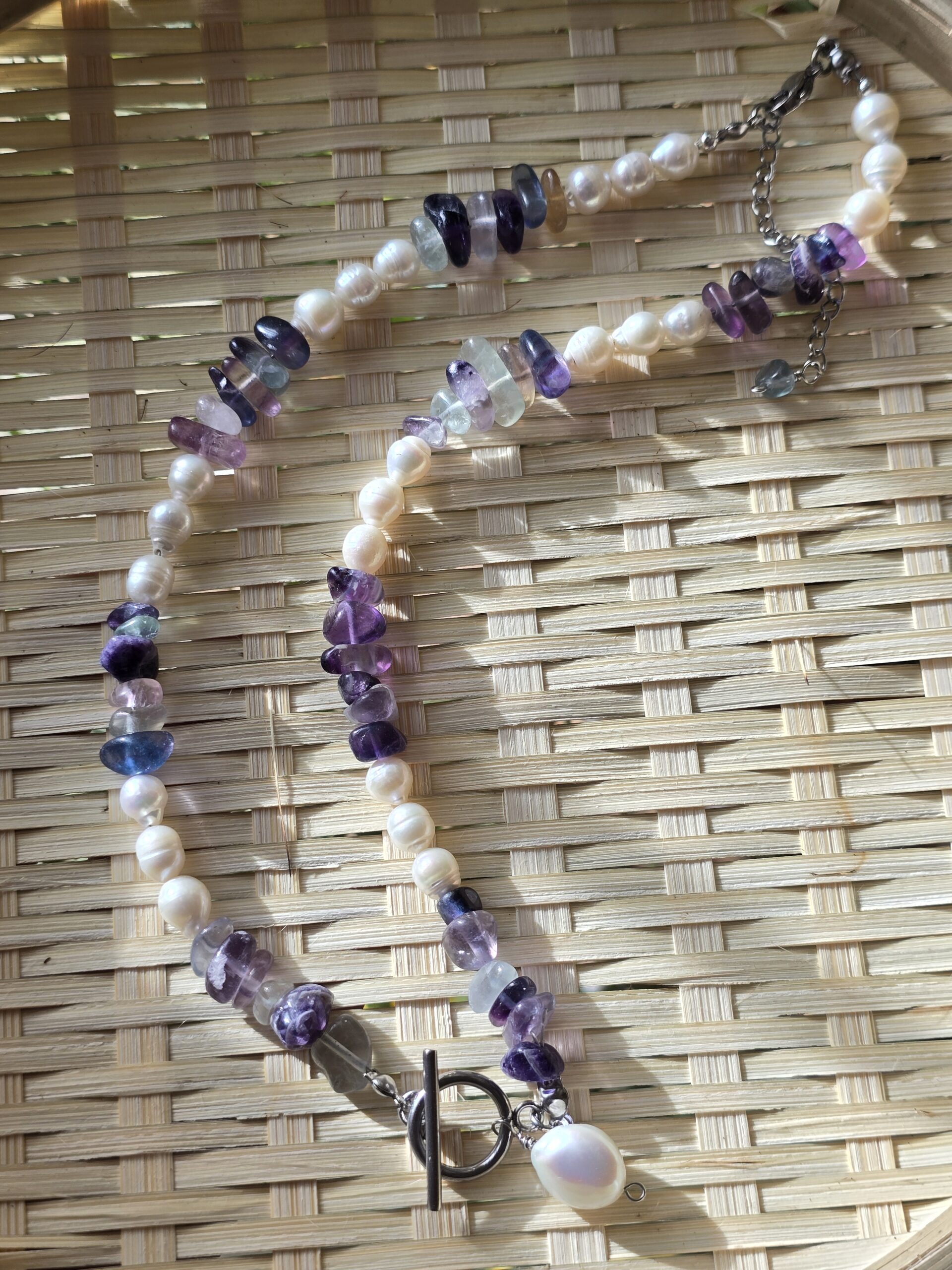 Natural gemstone and pearl necklace - Image 8