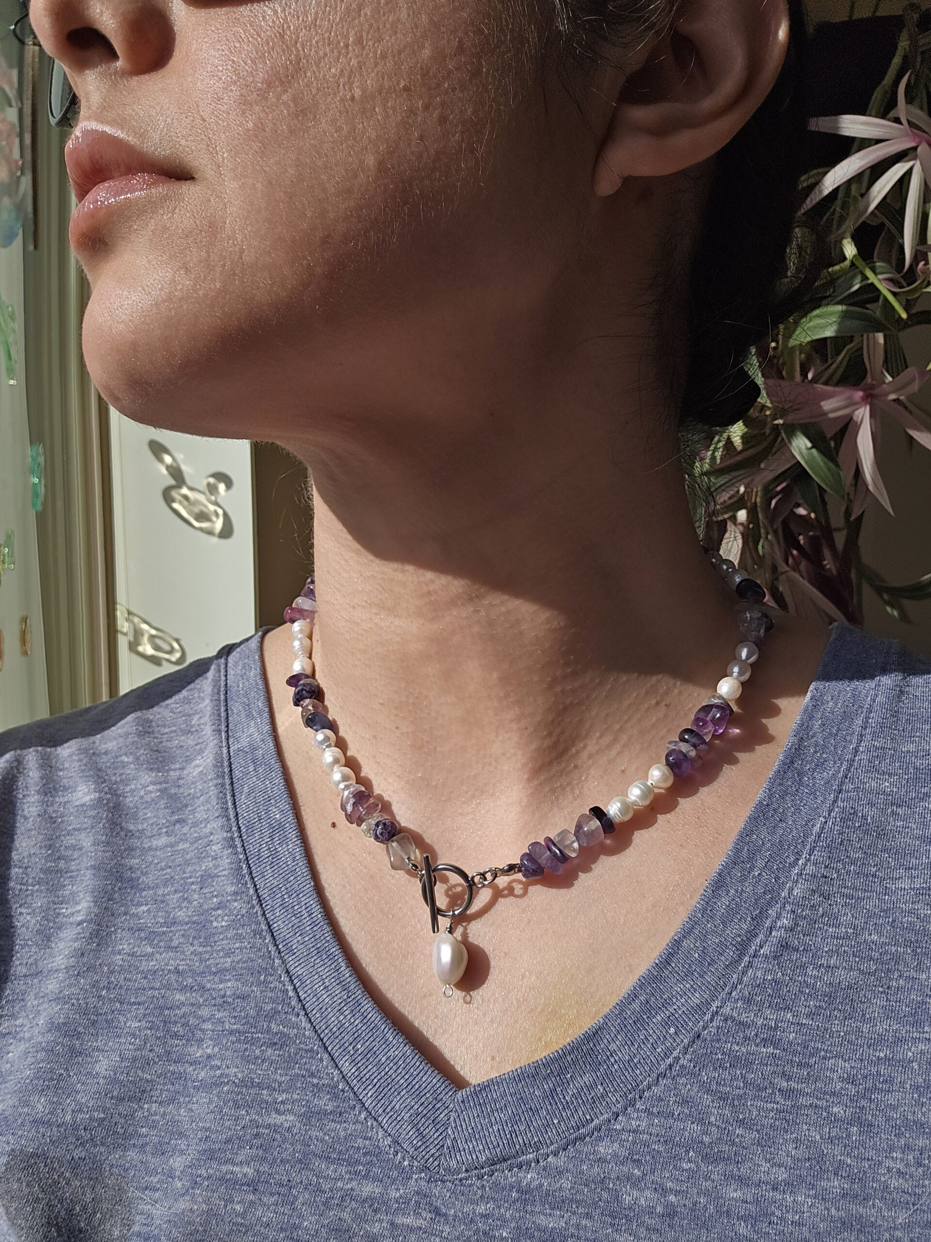 Natural gemstone and pearl necklace - Image 7