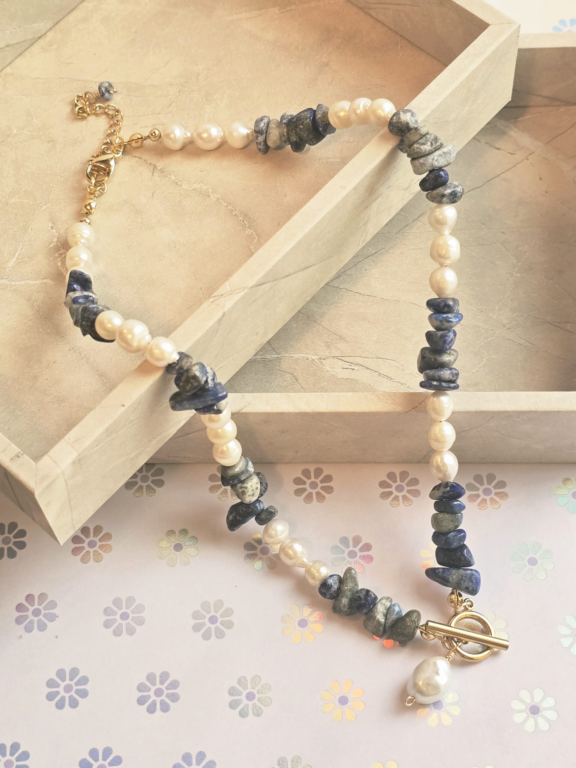 Natural gemstone and pearl necklace - Image 4