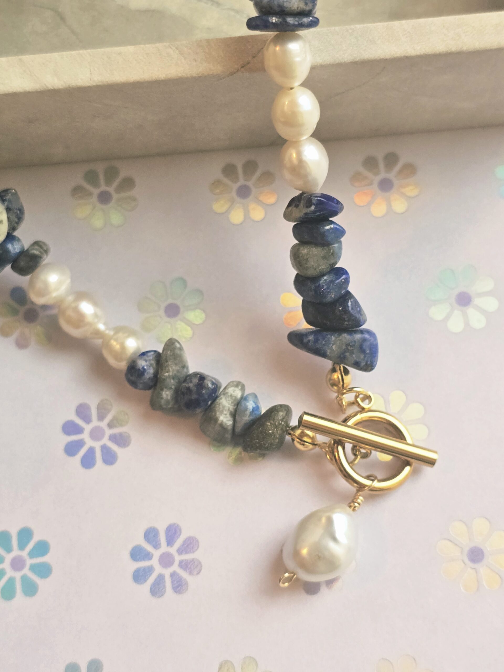 Natural gemstone and pearl necklace - Image 3