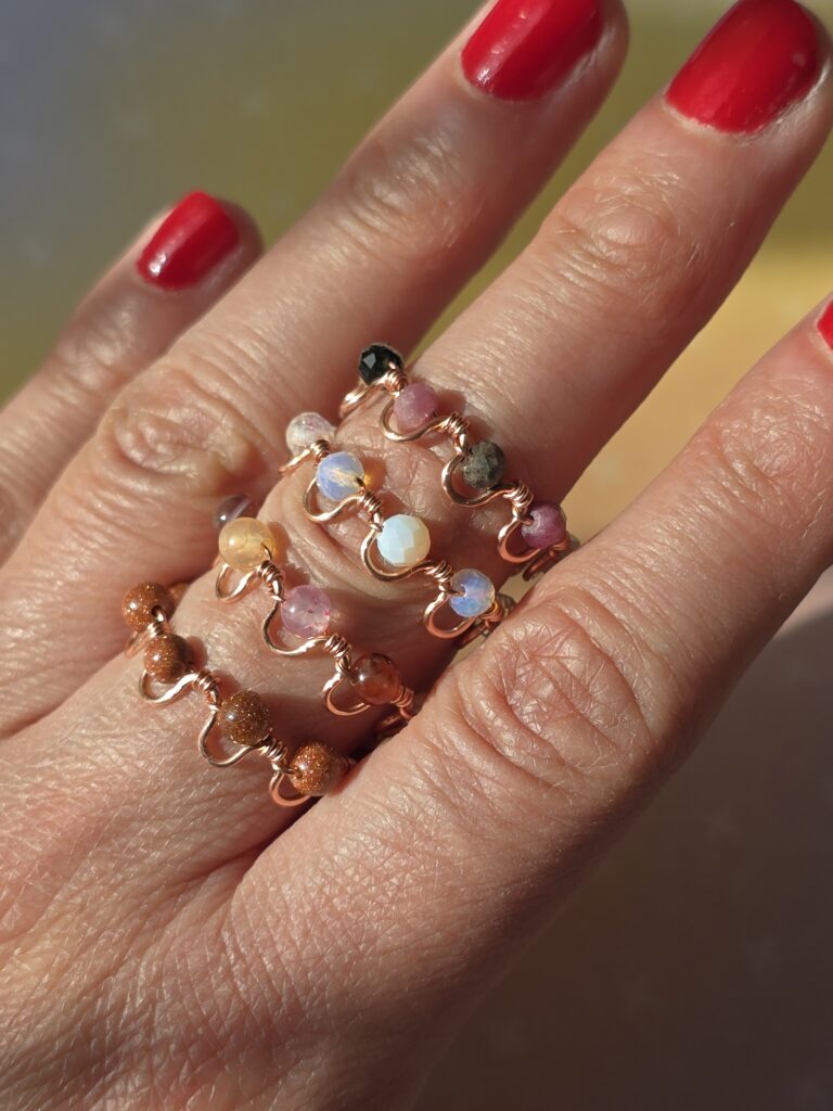 Stackable Copper and gemstone rings