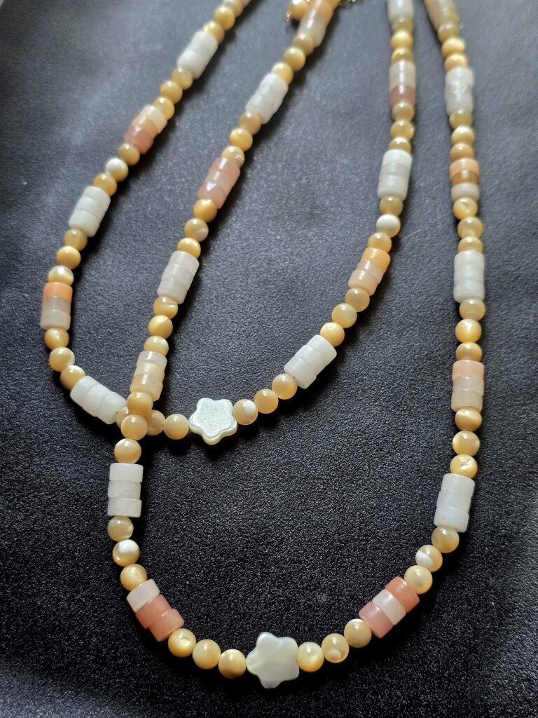 Shell and Sunstone Beaded Necklace