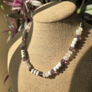 Amethyst/Howlite/Moonstone Beaded Necklace