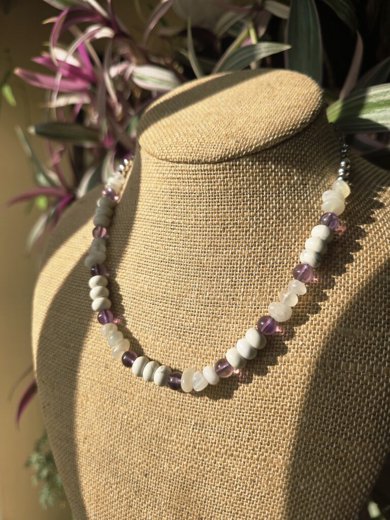 Amethyst/Howlite/Moonstone Beaded Necklace