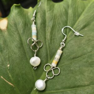 Amazonite and Freshwater Pearl earrings