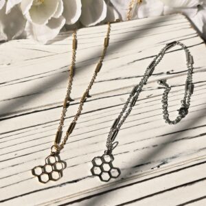 Honeycomb Stainless Steel Charm Necklace