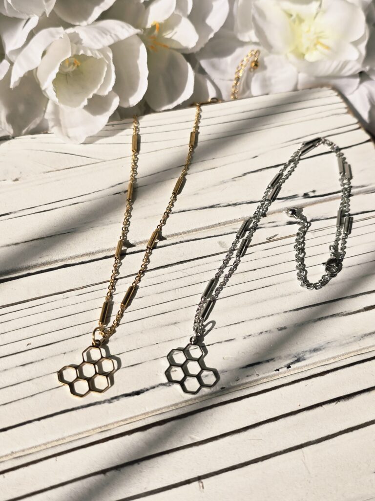 Honeycomb Stainless Steel Charm Necklace