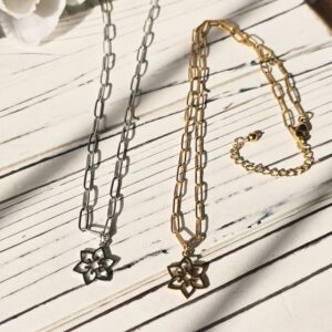 Flower Stainless Steel Charm Necklace