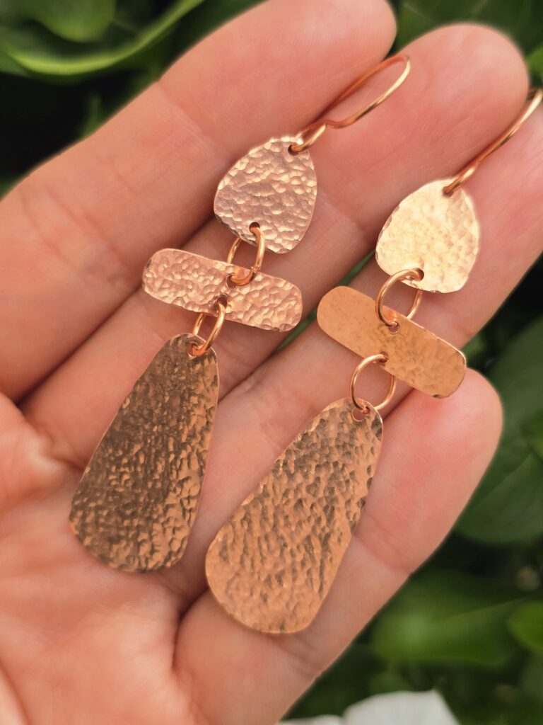 Hammered Copper Teardrop Earrings