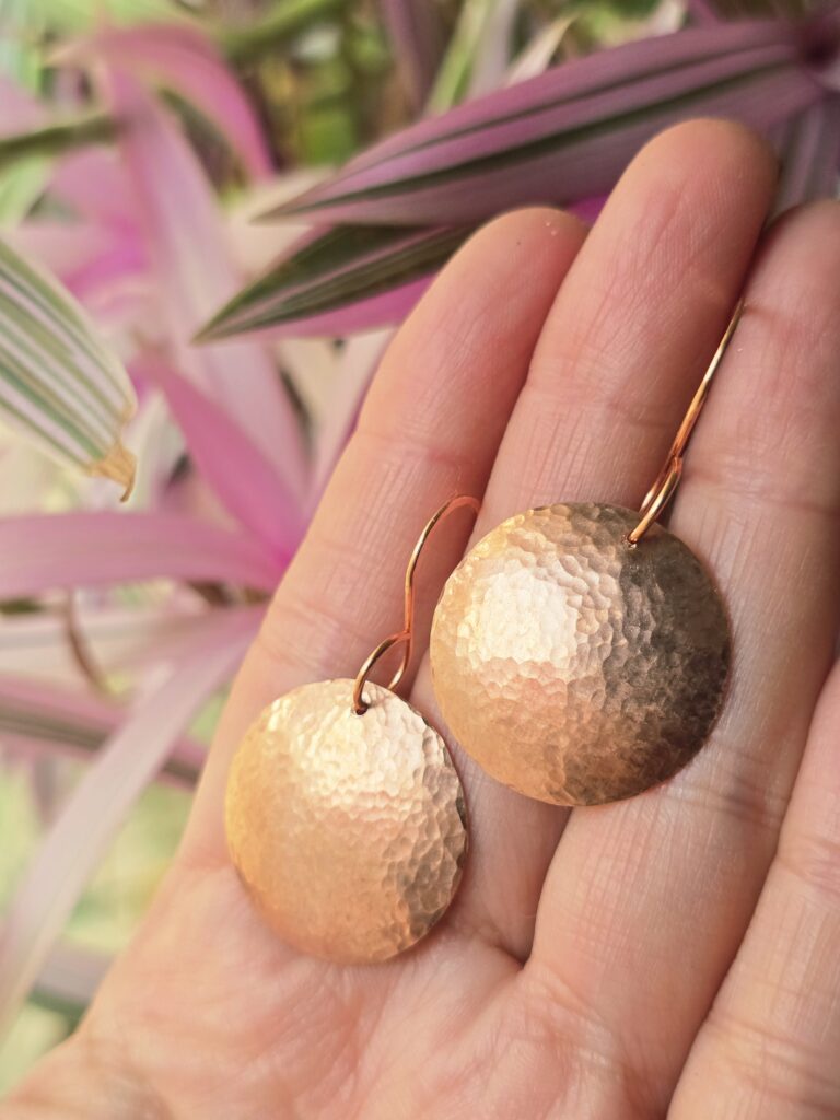 Hammered Domed Copper Earrings