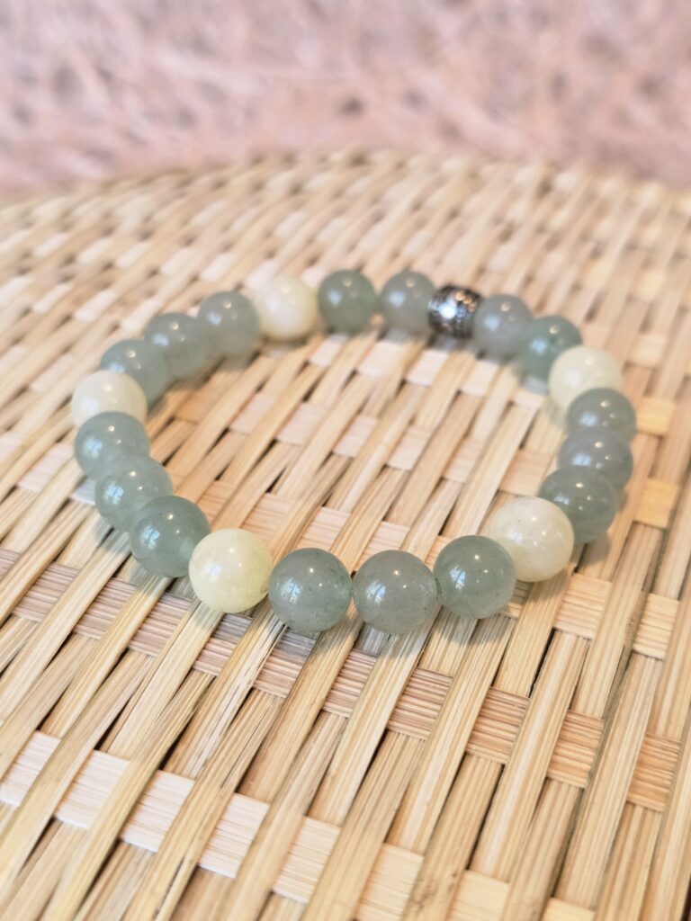 Yellow and Green Jade stretch bracelet