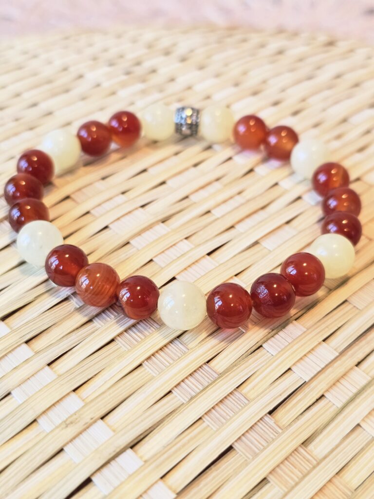 Yellow Jade and Carnelian stretch bracelet