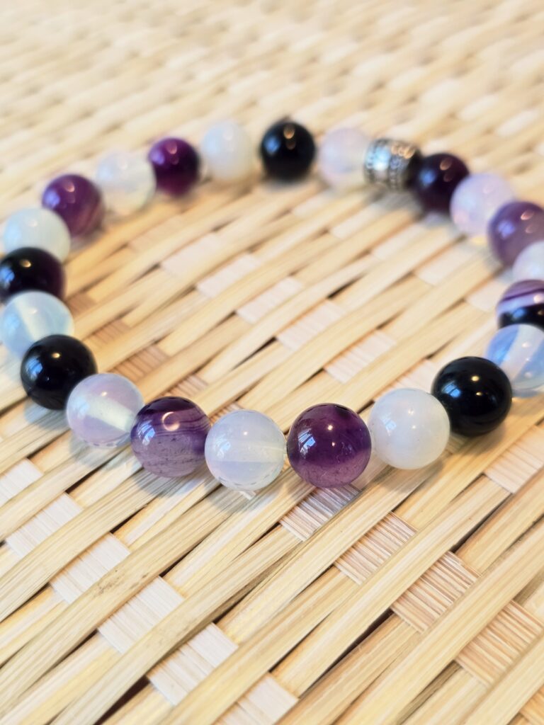 Purple Agate and Opalite stretch bracelet